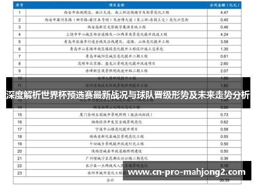 深度解析世界杯预选赛最新战况与球队晋级形势及未来走势分析
